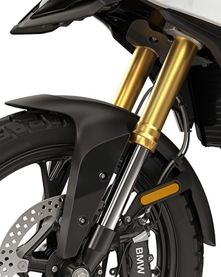 BMW Motorrad의 F 450 GS에 설치된 43 mm 골드 아노다이징 업사이드 다운 포크