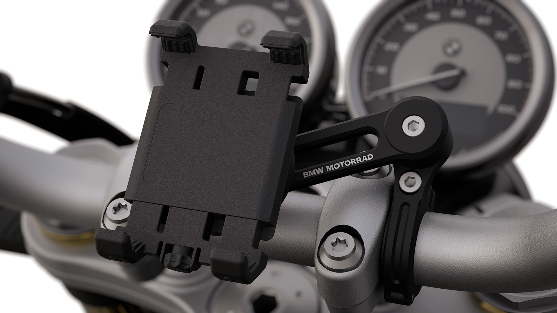 BMW Motorrad R 12 nineT의 ConnectedRide Control 및 스마트폰 고정부