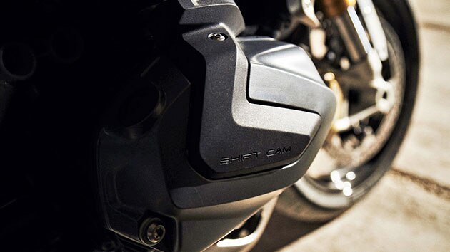 BMW R 1250 R의 실린더 헤드 커버 및 ShiftCam 로고 상세 보기
